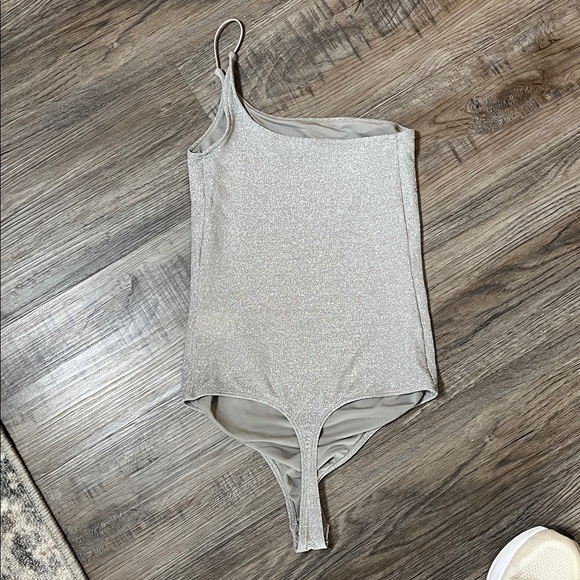 Sparkling Silver Women’s Thong Bodysuit - Picture 5 of 6